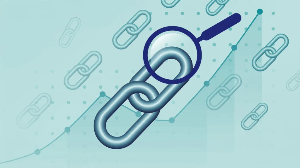 Do nofollow backlinks help SEO infographic showing a chain link under a magnifying glass