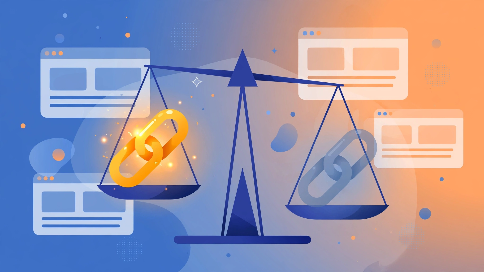 Do nofollow backlinks help SEO — balance scale comparing dofollow and nofollow backlink value