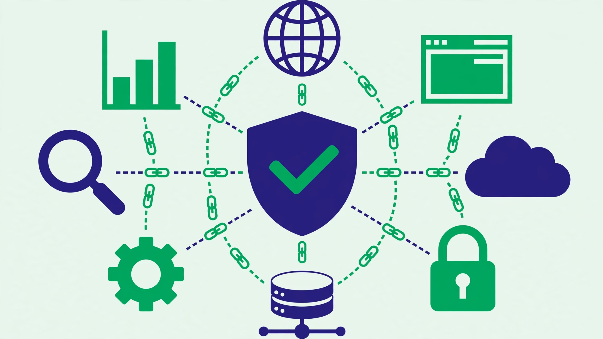 Shield and network diagram showing a safe natural nofollow backlink profile