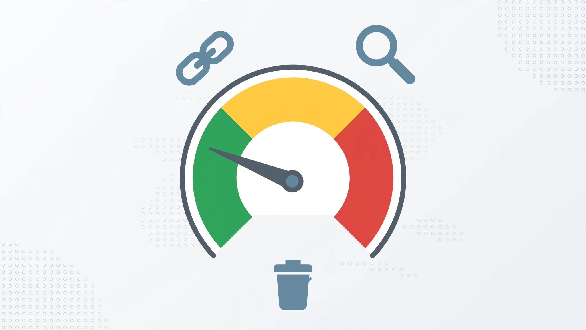 Good spam score for backlinks: spam score gauge showing green yellow and red risk zones for backlink safety