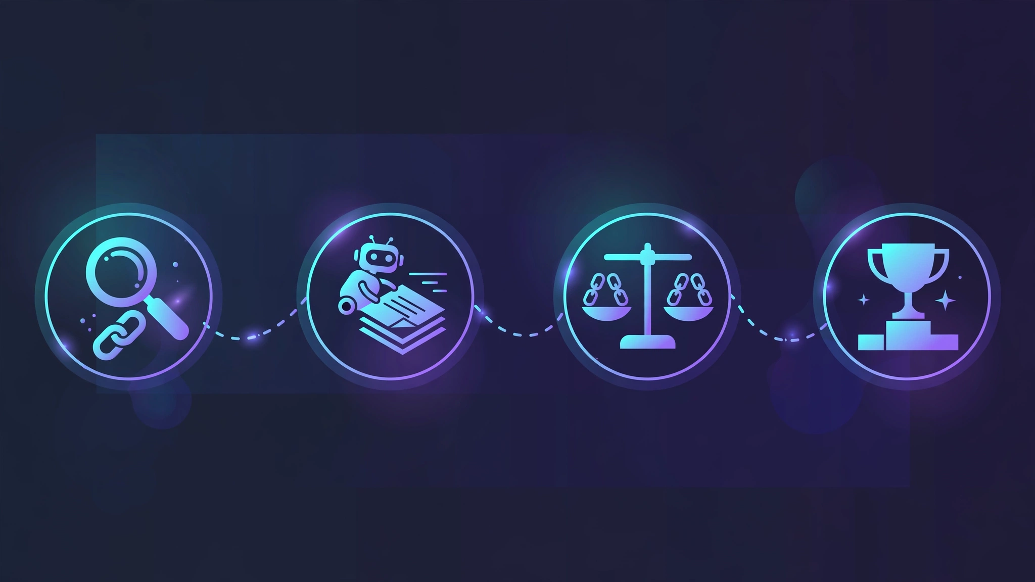 Four-stage backlink timeline showing how long do backlinks take to work: discovery, crawling, evaluation, and ranking impact