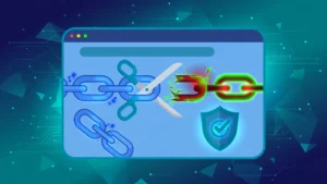 Flat vector illustration showing how to disavow toxic backlinks safely with the Google Disavow Tool