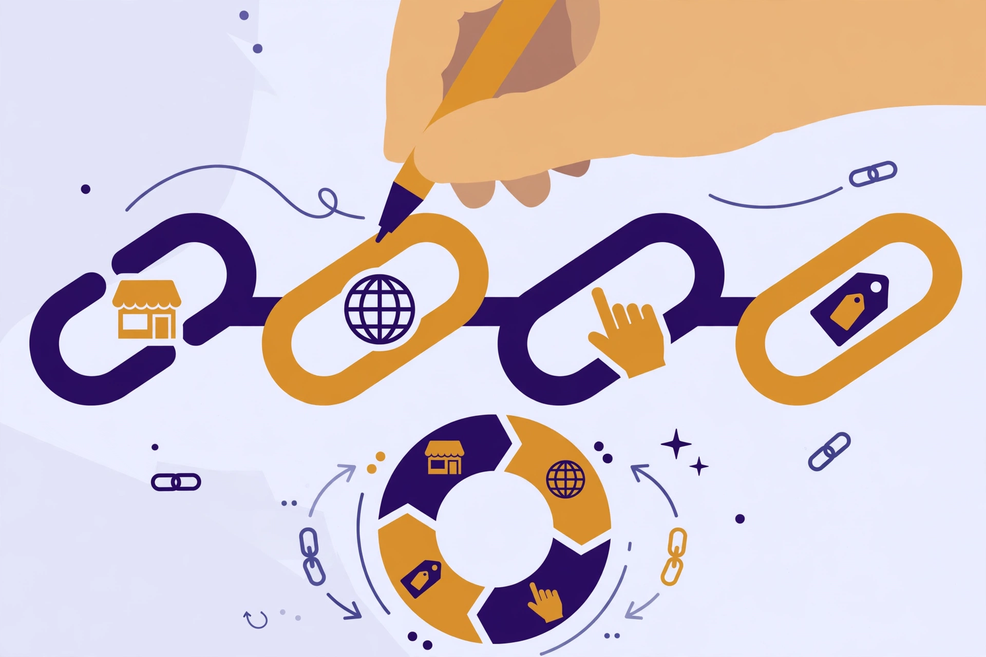 anchor text ratio in practice: varied anchor text labels written on hyperlink chain links