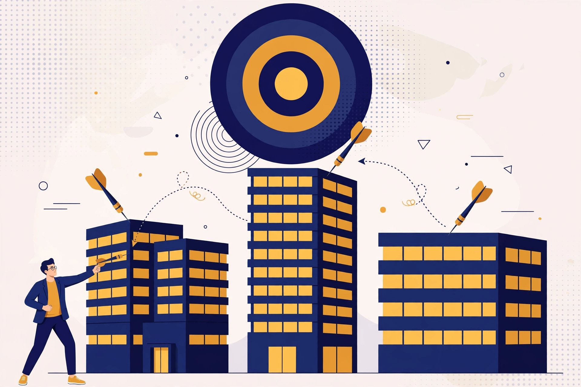 Account-based marketing concept targeting key corporate accounts with precision outreach
