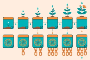 buy backlinks for new website: seedling website growing into a tree with backlink branches
