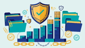 Fintech link building strategy for compliance-heavy niches with shield and network icons