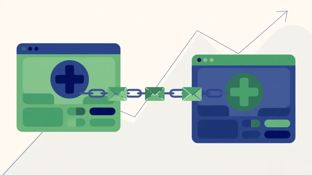 Digital PR outreach connecting two medical websites with link bridges