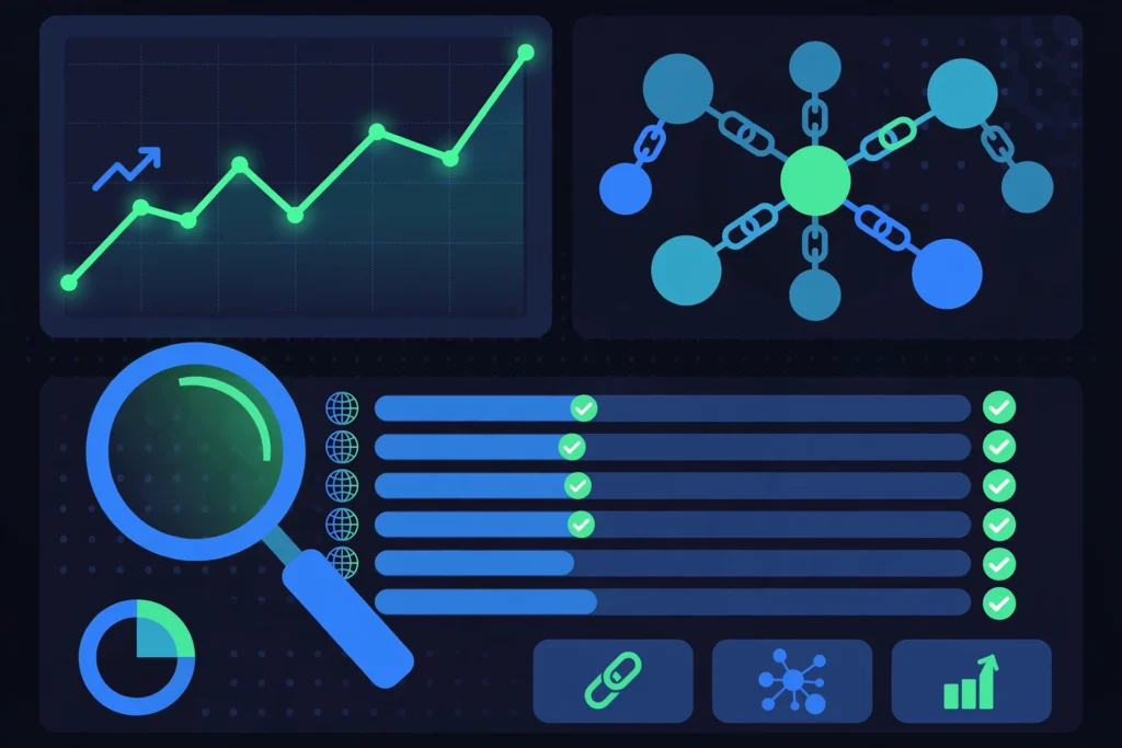 Dashboard showing how to track backlinks across referring domains