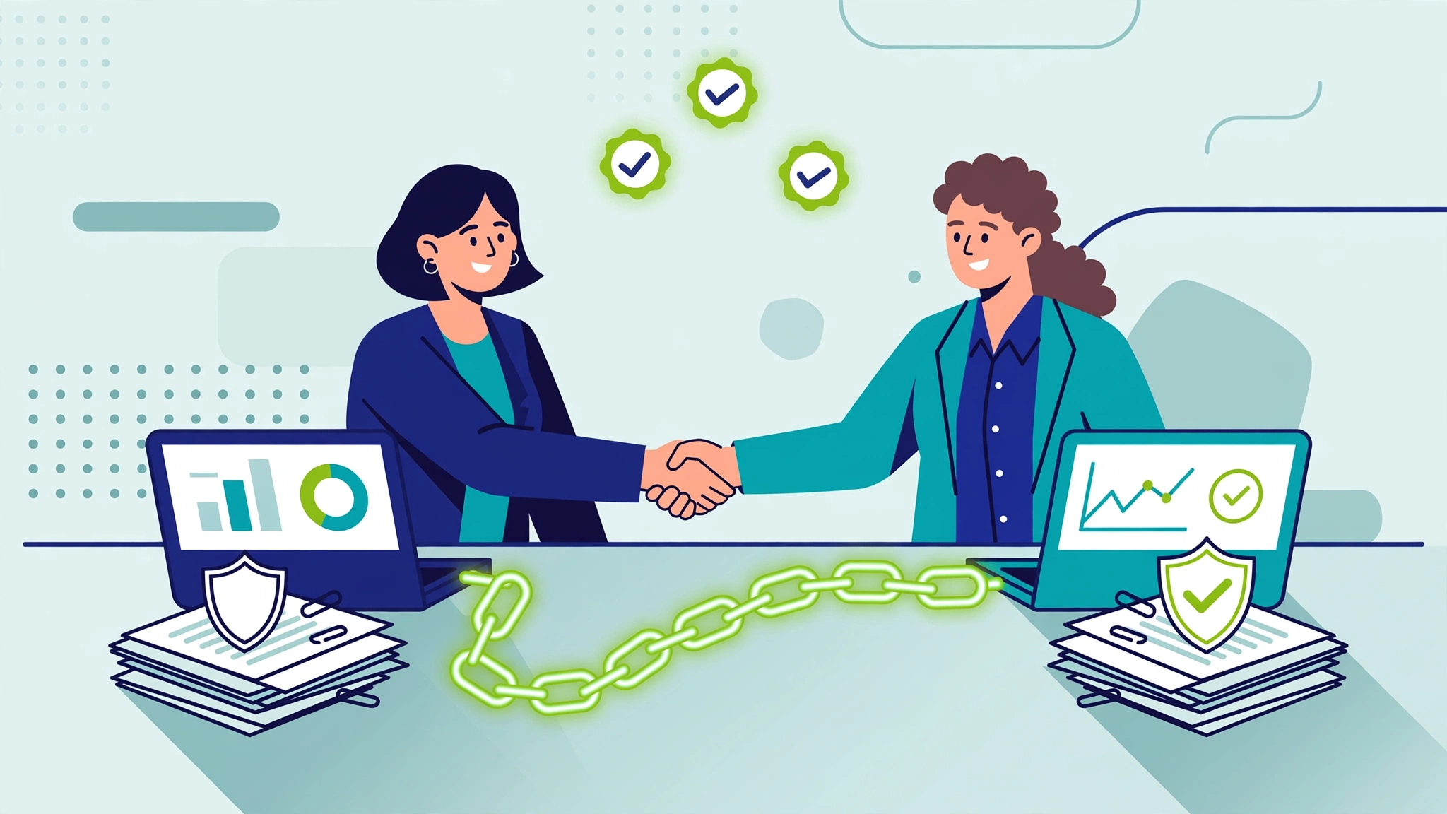 Handshake over a link building contract between buyer and SEO agency