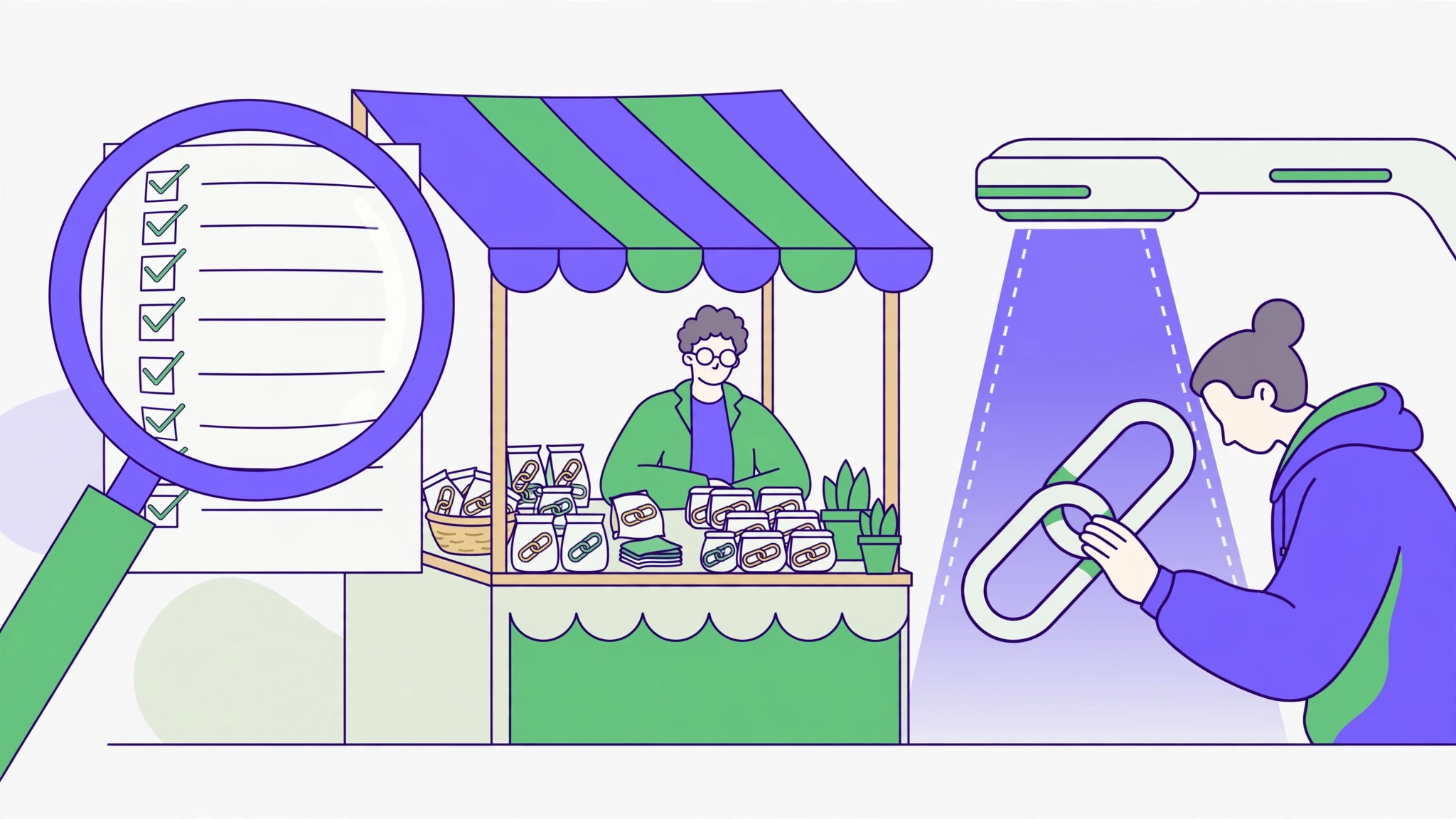 Buyer vetting a backlink offer with a link quality checklist