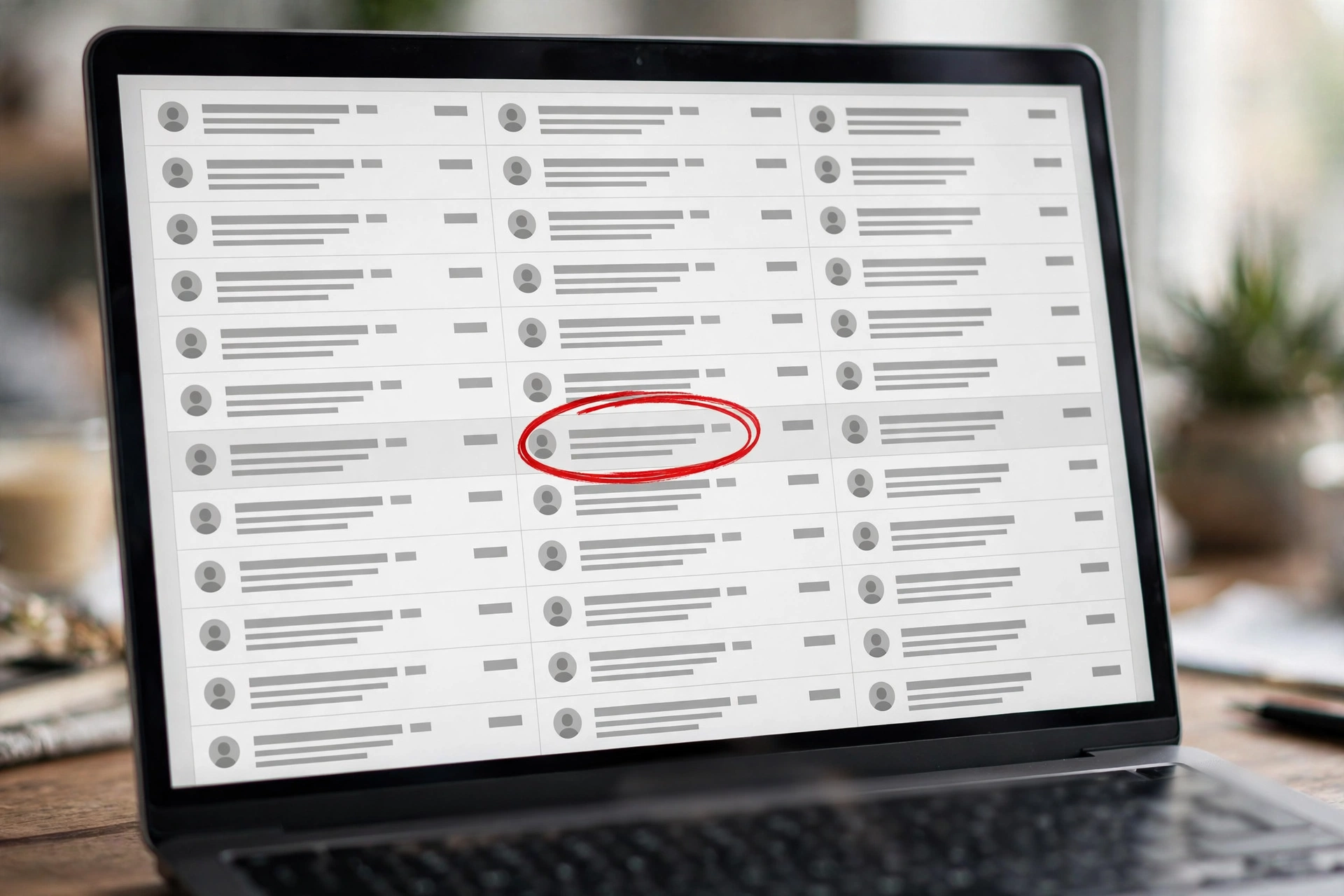 Inbox full of generic template outreach emails with one flagged
