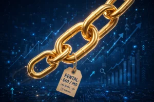 Link rental SEO: golden chain link with rental price tag