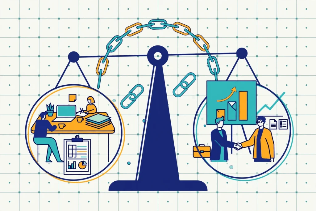 Outsource link building vs in-house cost comparison illustration
