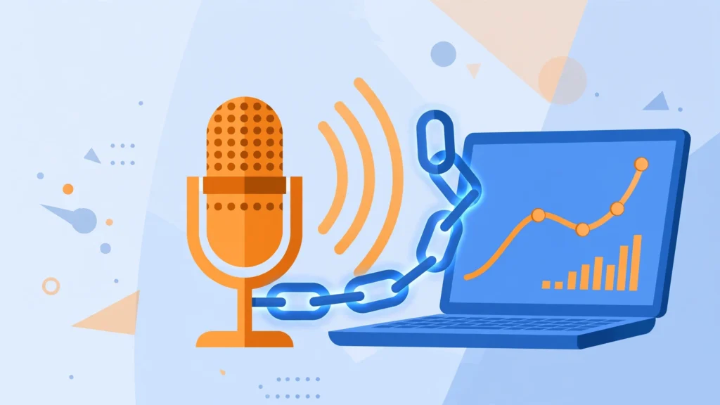 Podcast link building: guest appearance earning backlinks