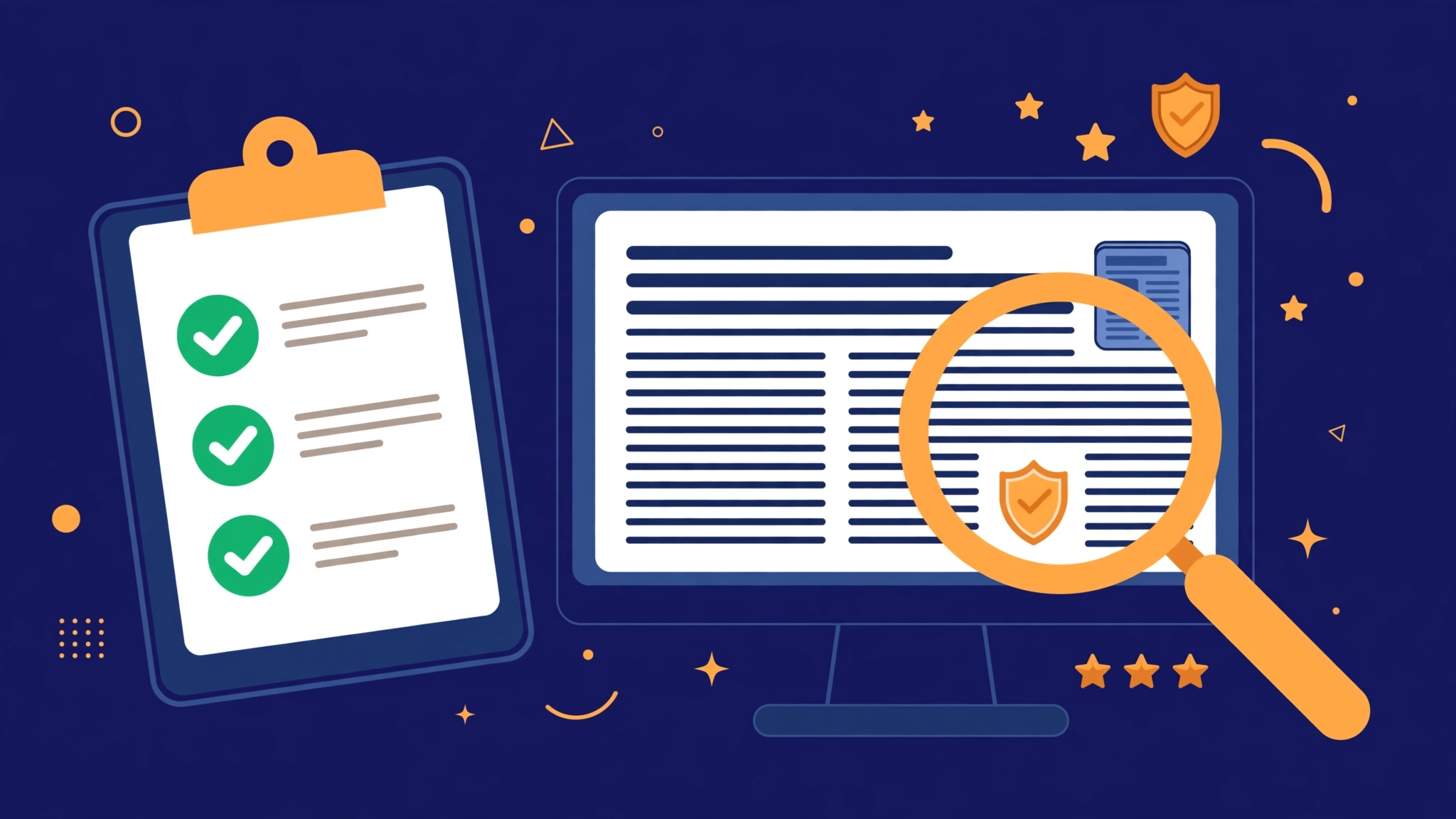 Checklist for evaluating press release backlink services with a magnifying glass