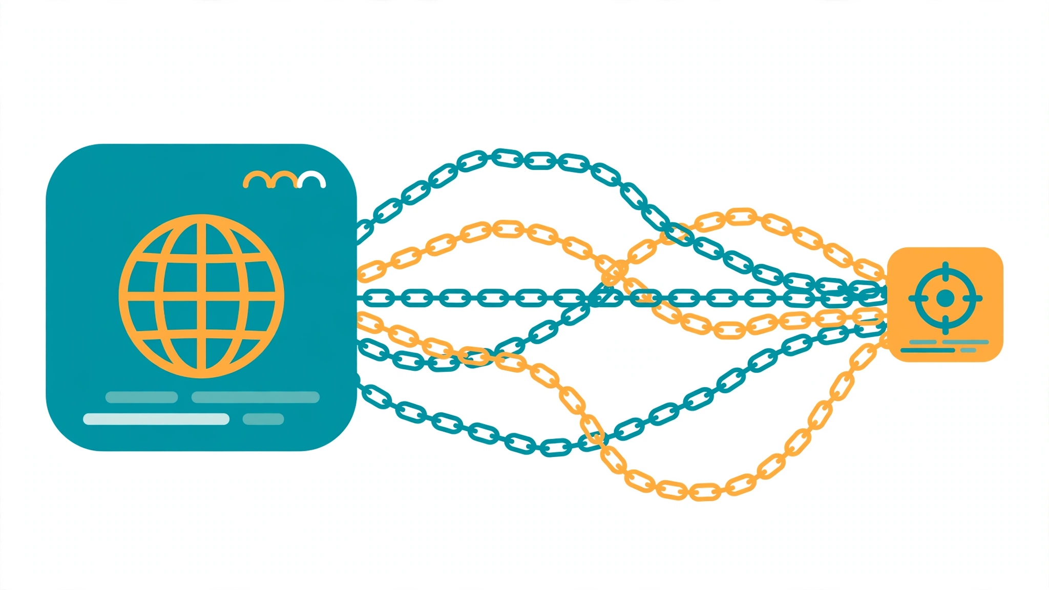 many backlinks coming from a single referring domain illustrated with link chains