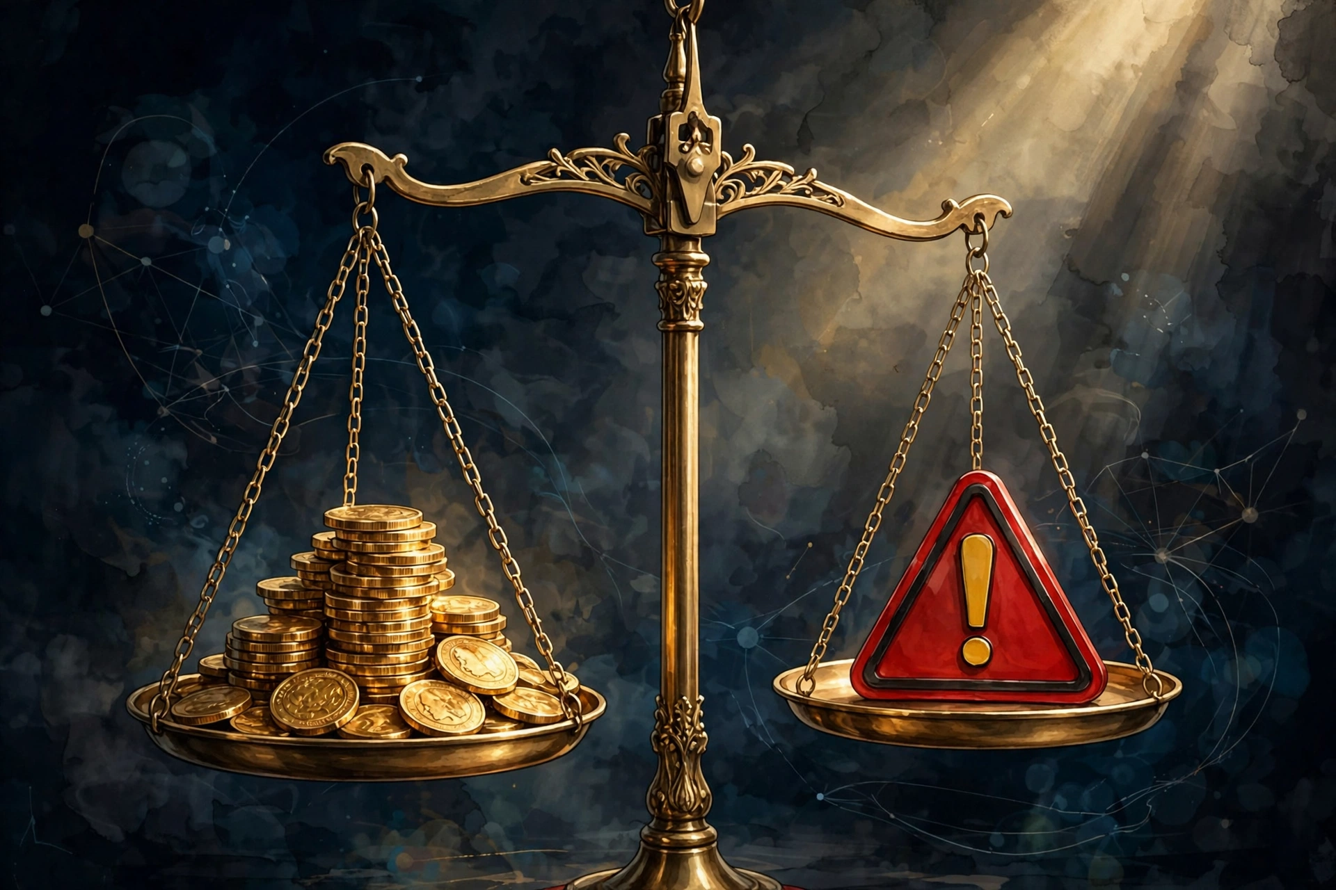 scholarship link building cost versus risk — weighing coins against a warning sign