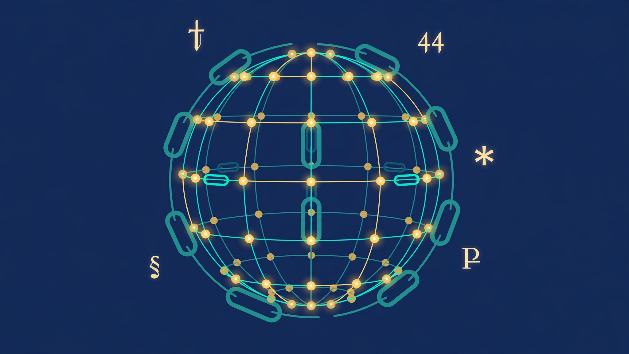 Globe of interlinked nodes representing Wikipedia backlink authority and citations